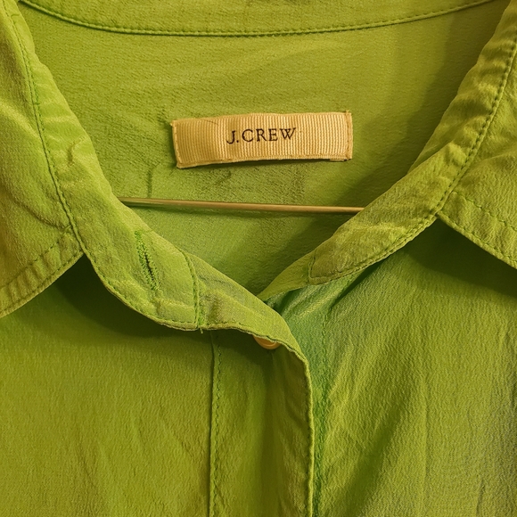 J Crew Green Silk Button-Down Shirt - Small - Picture 3 of 10
